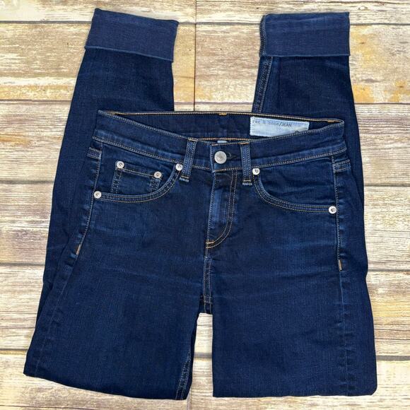 Rag & Bone Classic Stretch High Rise Skinny Jeans Bruin Cuffed Hem Womens Sz 24 - Picture 2 of 8